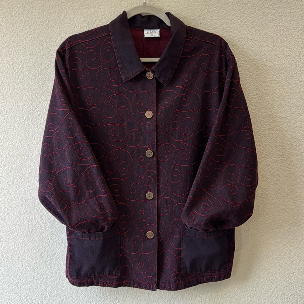 CMC Color Me Cotton Women’s Embroidered 5 Button Blazer Size XL EUC